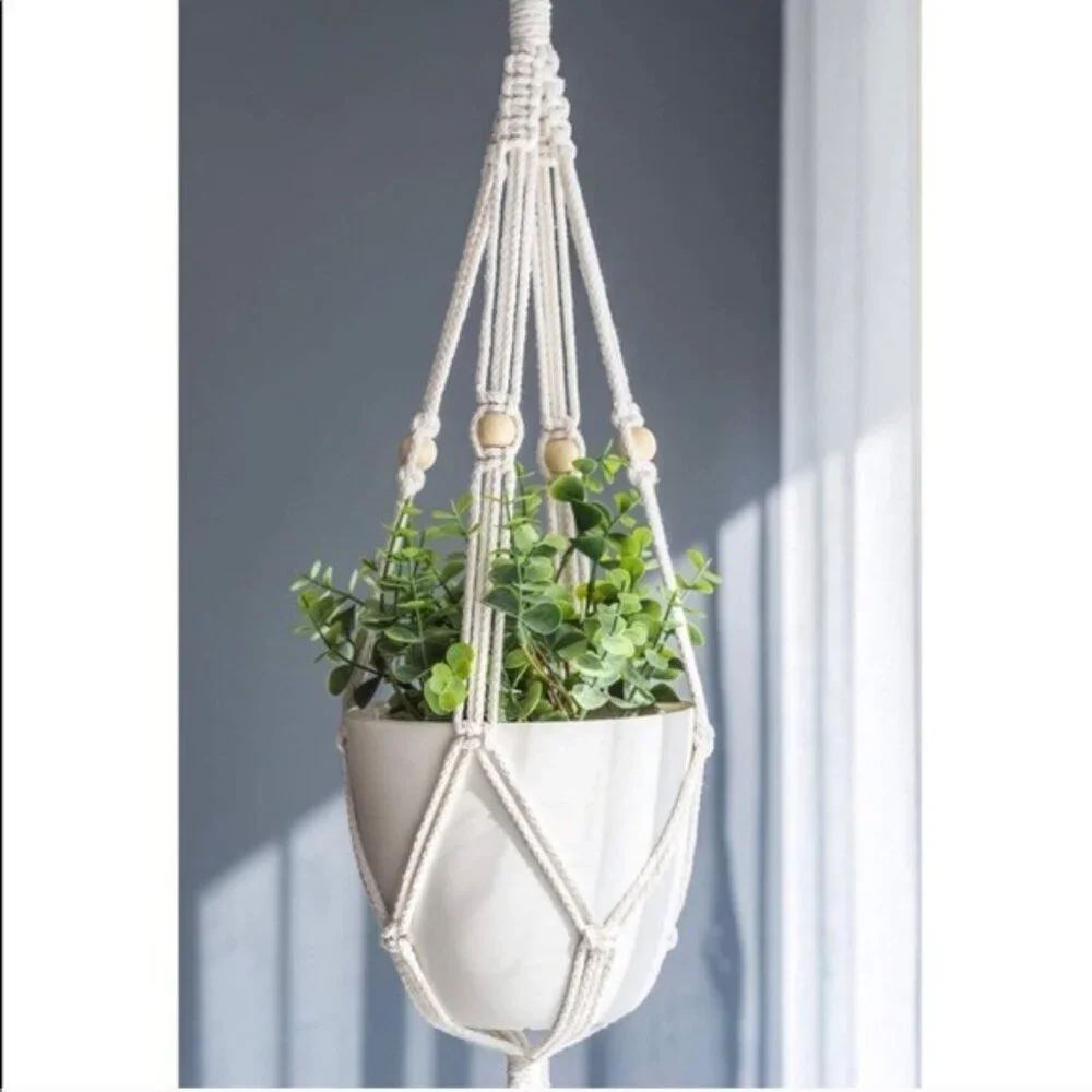 Macrame 3 Tier Plant Hanger [COTTON] NEW - Picture 2 of 4
